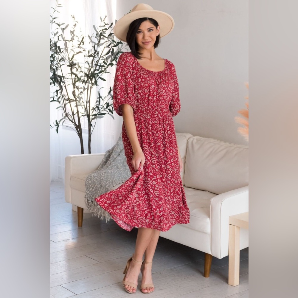 NWT NeeSees' Dresses Abbygail Peasant Dress Medium